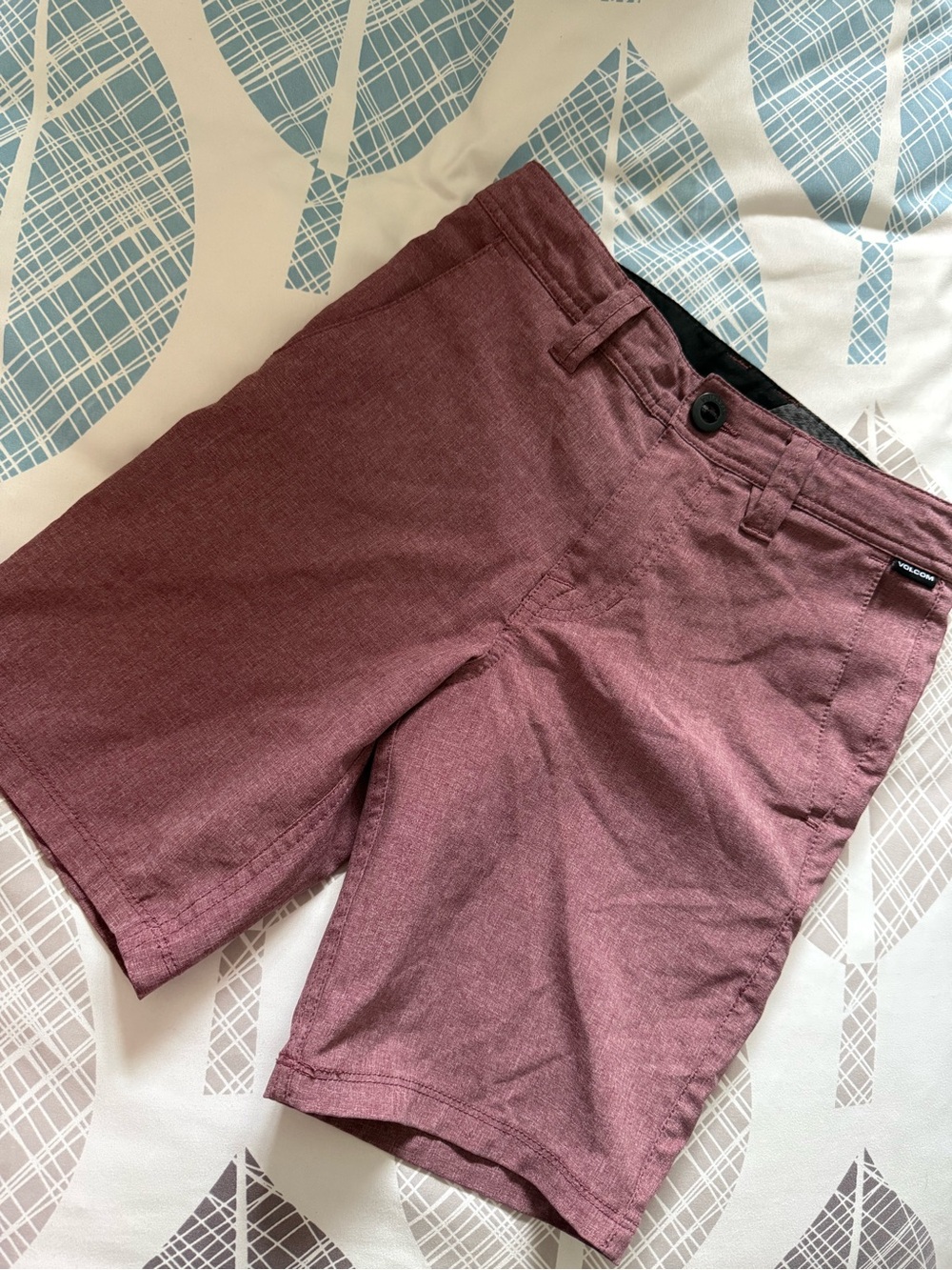 Volcom Boys Burgundy Flat-Front Shorts